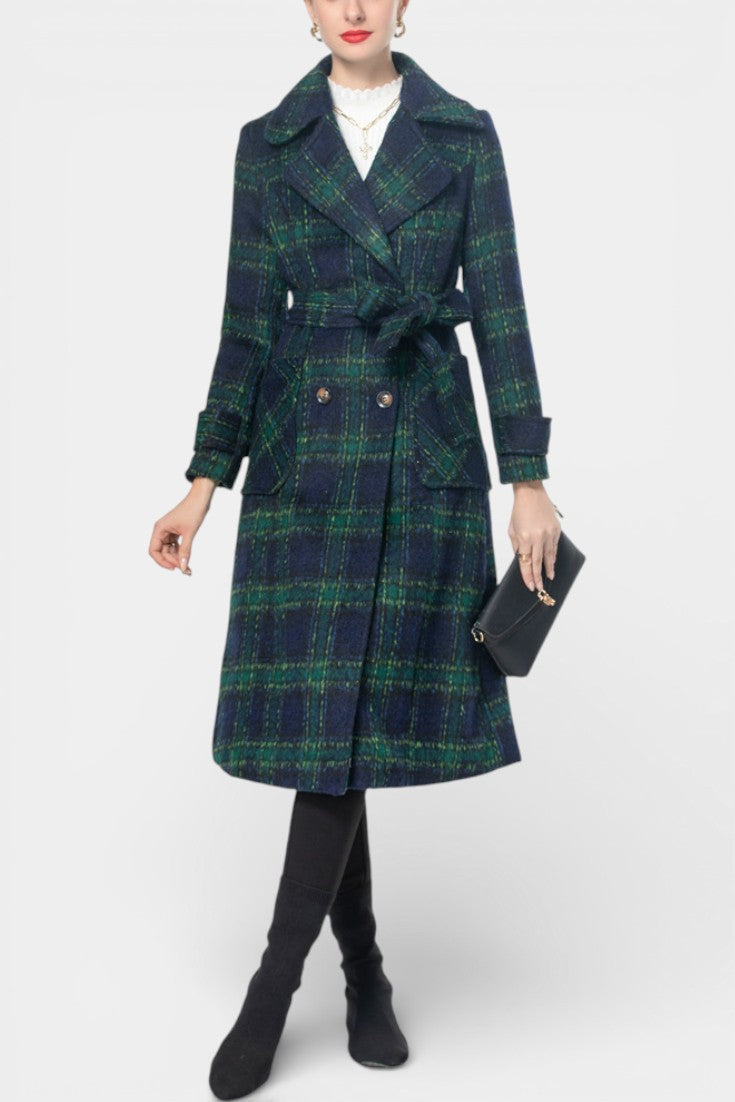 Guinevere | Tailored Long Check Coat