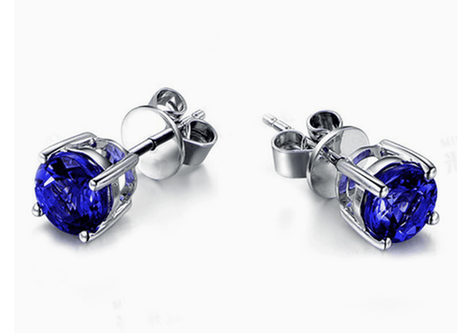 Minimalist Princess Cut Sapphire Stud Earrings