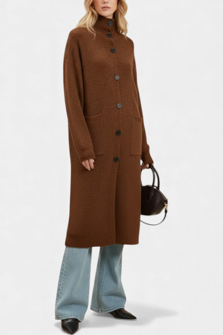 Olivia | Long Turtleneck Knit Coat