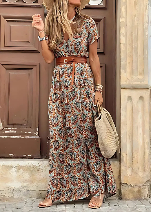 Hazel™ | Floral Belted Maxi Dress