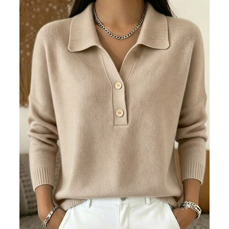 Eliza | Refined Collar Button Pullover