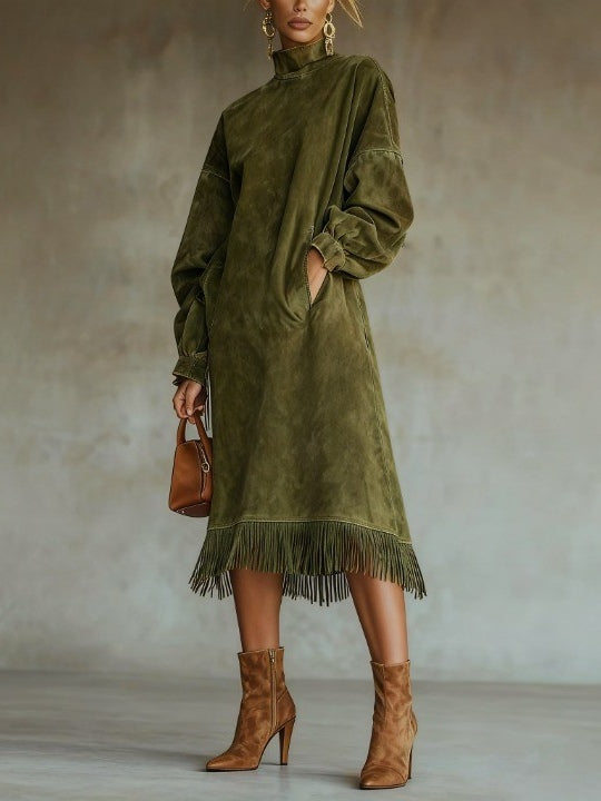 Aurora | Suede Fringe Dress