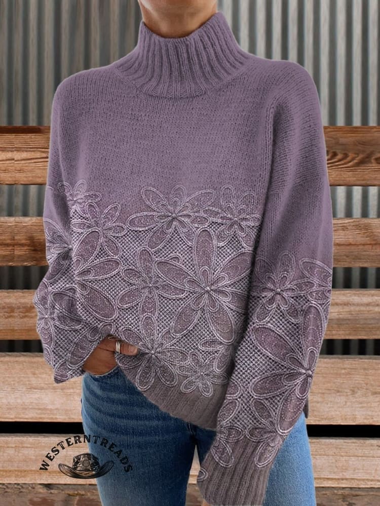 Vintage Style Floral Art Print Casual  Sweatshirt