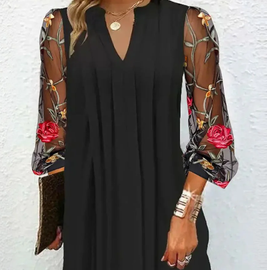Camille | Elegant Dress with Floral Sleeves