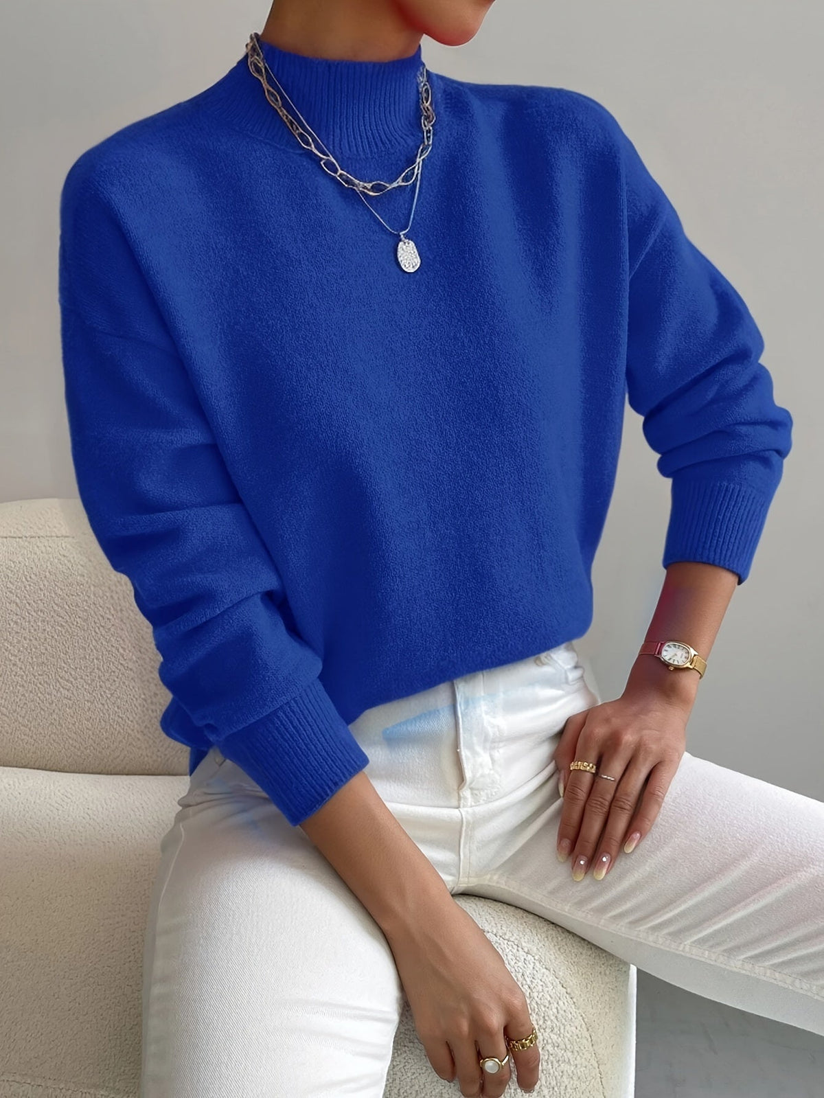 Jessie™ | Elegant Mock Neck Long Sleeve Sweater