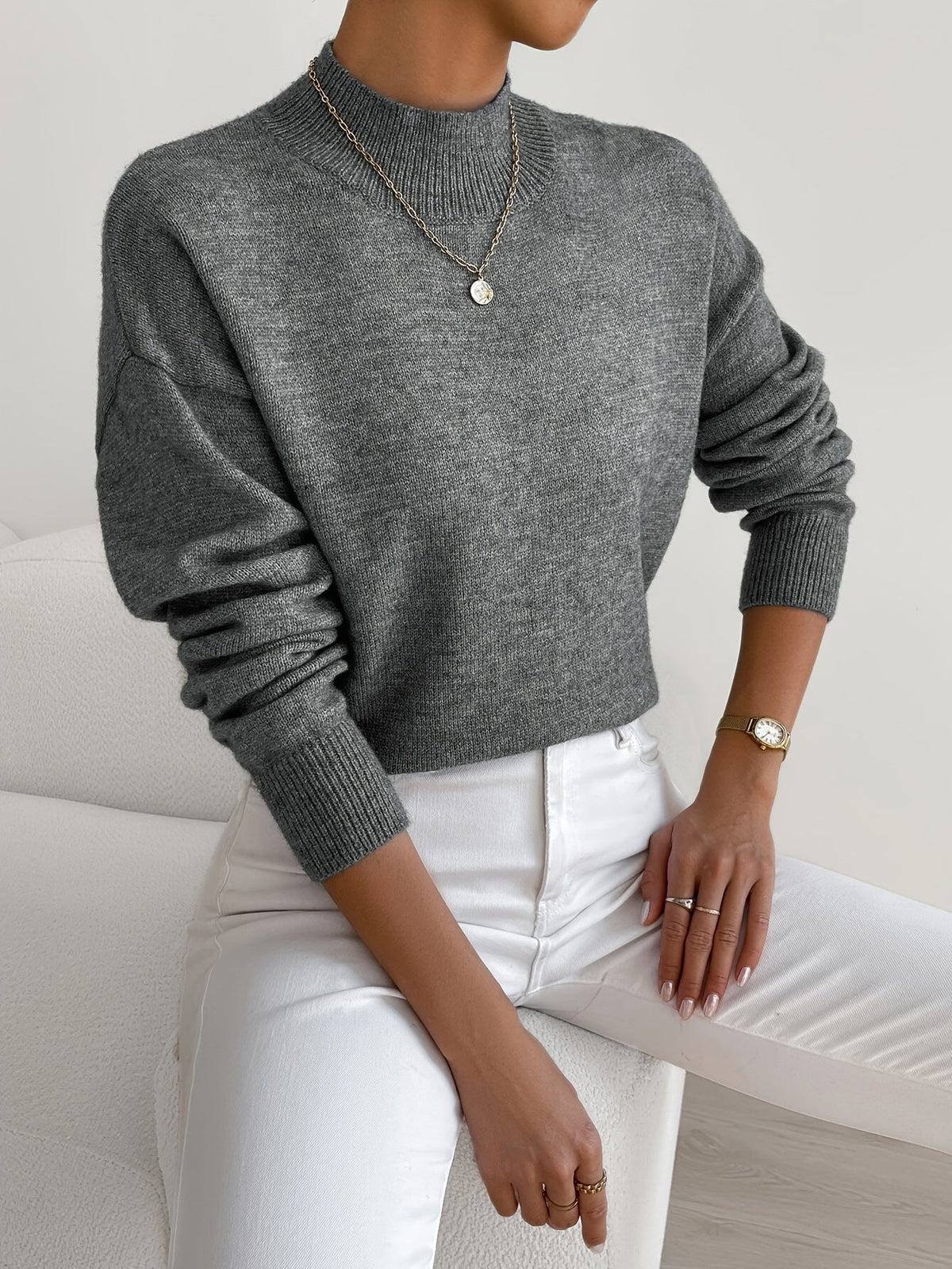Jessie™ | Elegant Mock Neck Long Sleeve Sweater