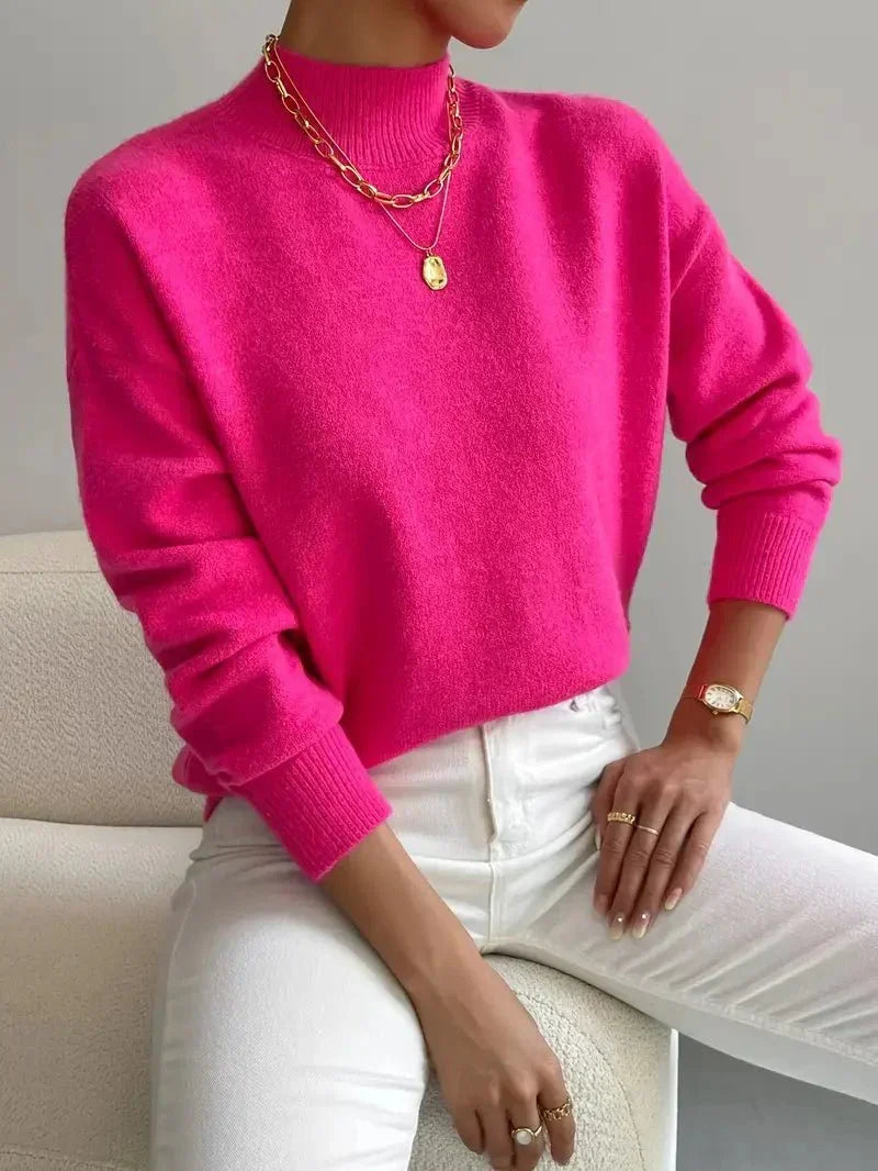 Jessie™ | Elegant Mock Neck Long Sleeve Sweater