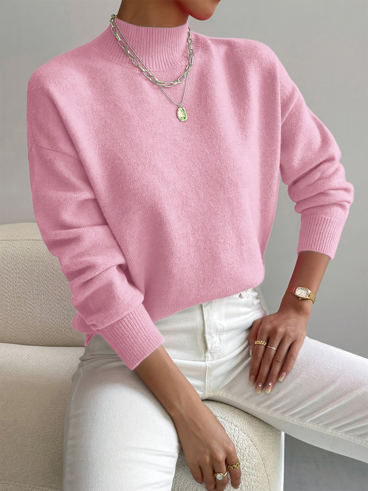 Jessie™ | Elegant Mock Neck Long Sleeve Sweater