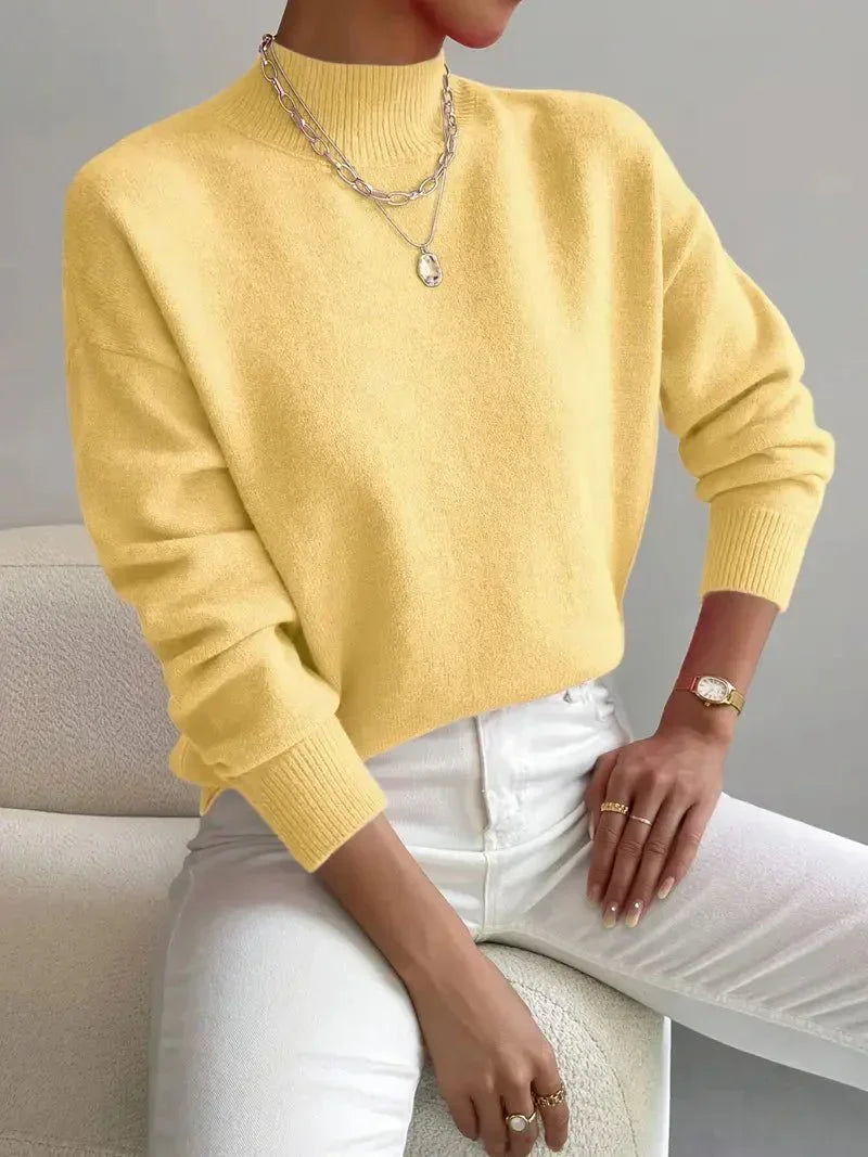 Jessie™ | Elegant Mock Neck Long Sleeve Sweater
