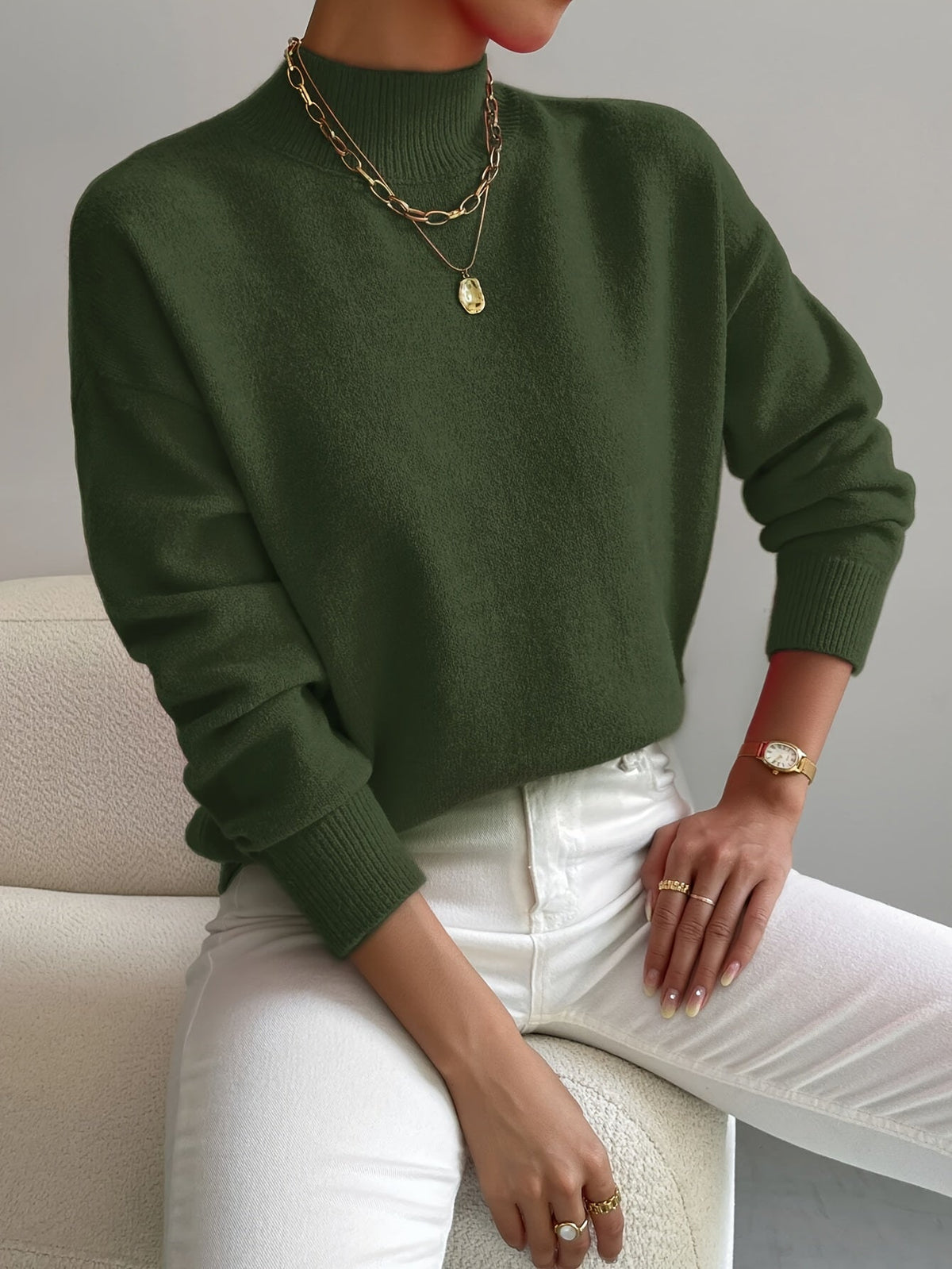 Jessie™ | Elegant Mock Neck Long Sleeve Sweater