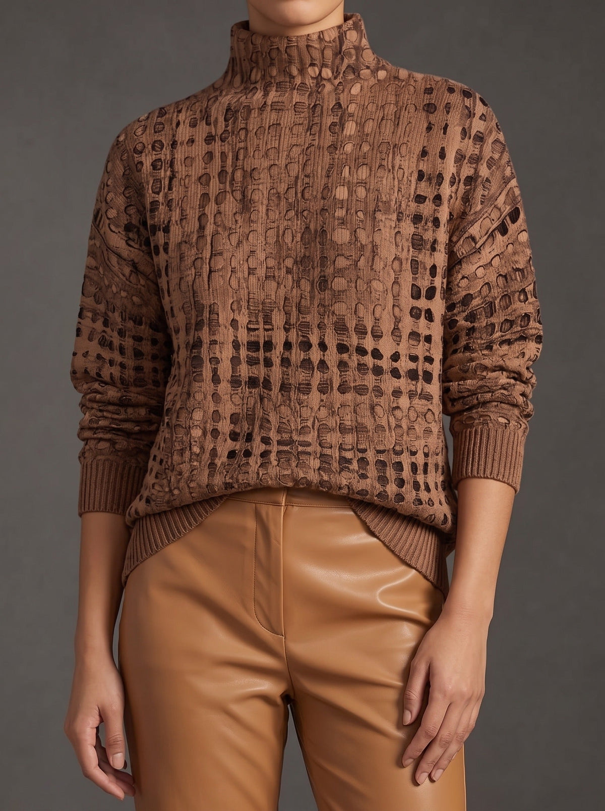 Amara | Textured Lattice Turtleneck