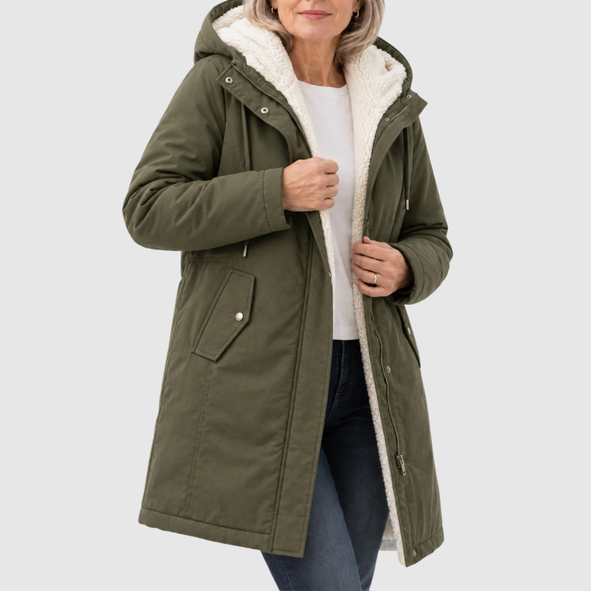 Murielle™ | Classic Warm Sherpa Lined Winter Coat