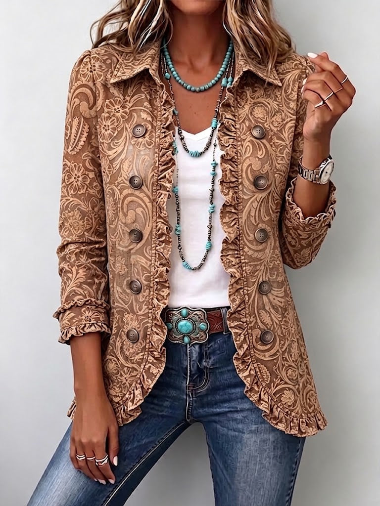 Nadia | Vintage Floral Ruffled Jacket