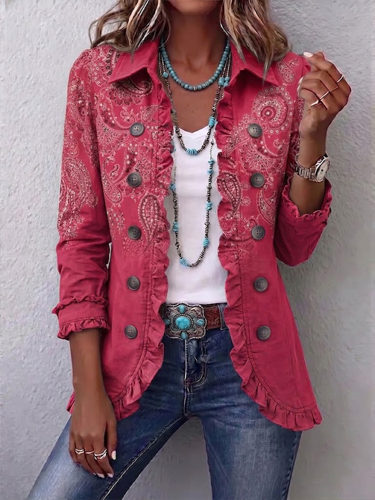 Adoration | Cashmere Rose Jacket with Ruffles
