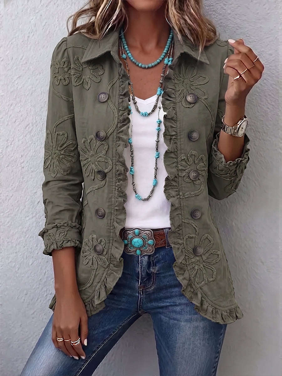 Adriana | Ruffled Embroidered Jacket