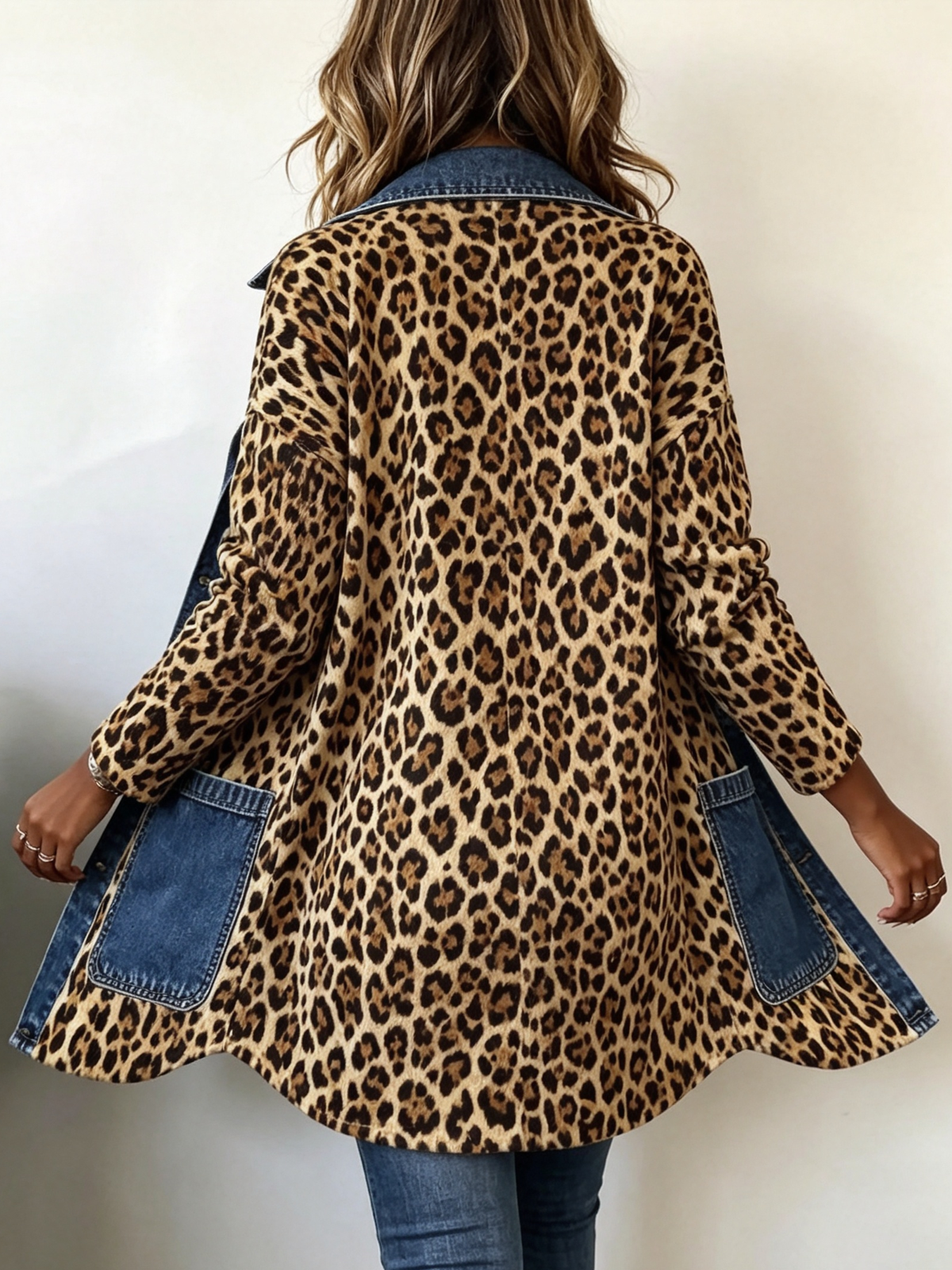 Eliana | Long Leopard Jacket with Denim