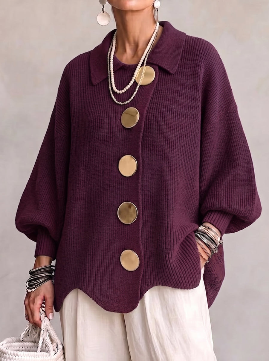 Alina - Oversized Collared Button Cardigan