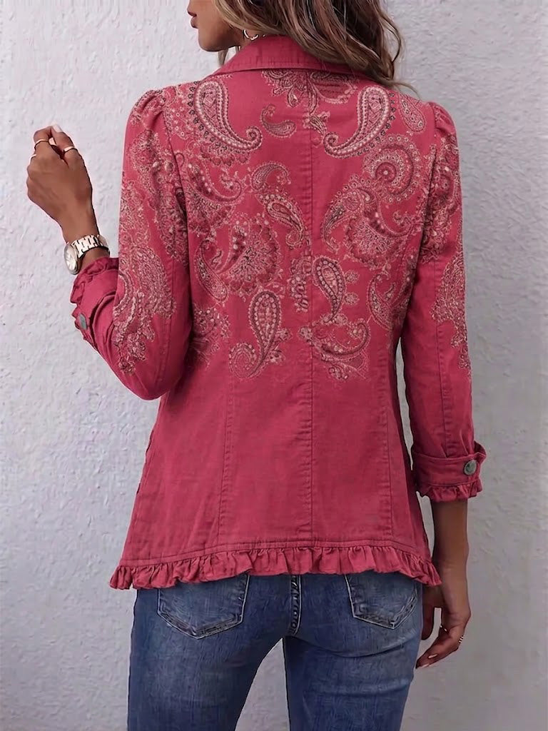 Isabelle | Pink Cashmere Jacket with Ruffles