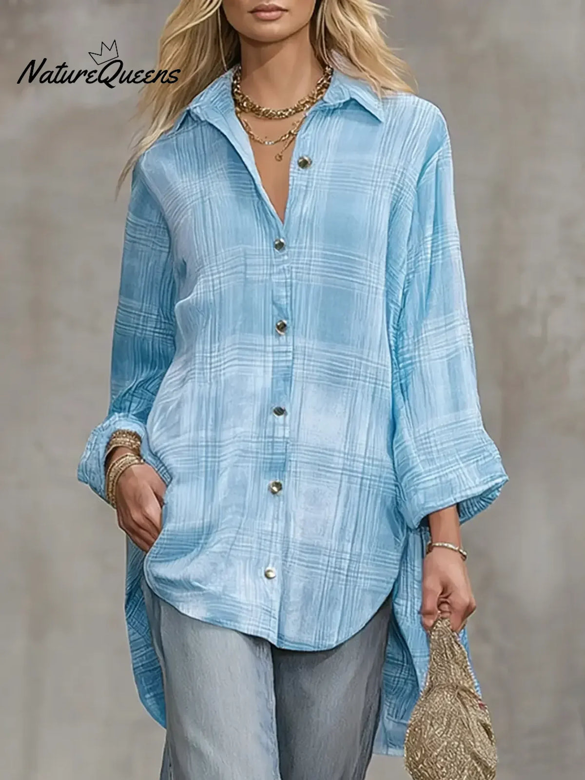 Women's  Plaid Shirt Collar Long Sleeve Casual Loose Velvet Top