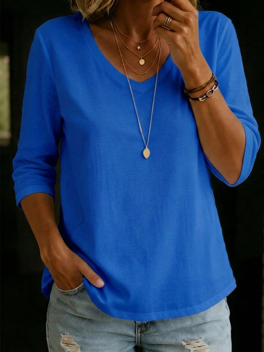 Eleanor | Elegant Relaxed Fit V Neck Top