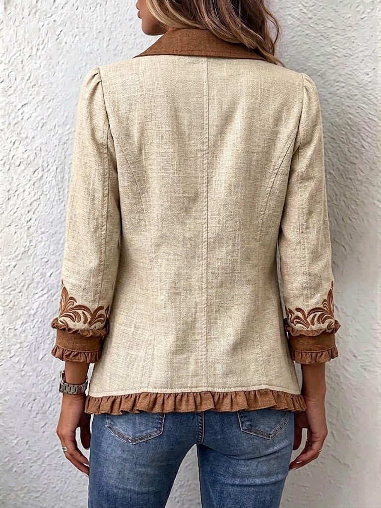 Harlow | Floral Embroidered Jacket with Ruffles