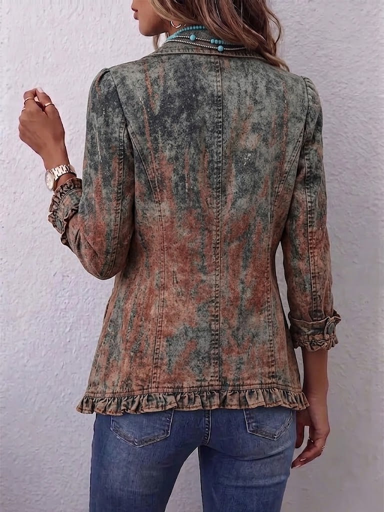 Benita | Textured Gradual Jacket with Ruffles