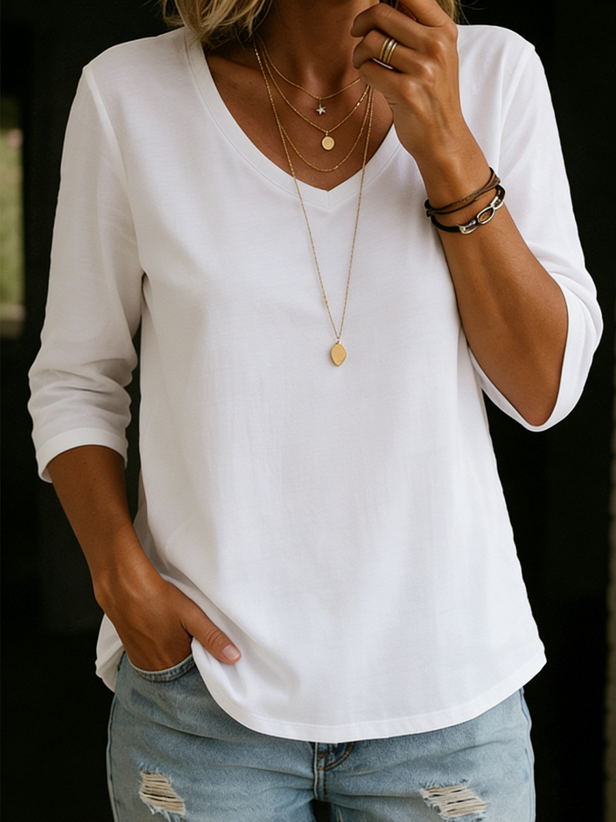 Eleanor | Elegant Relaxed Fit V Neck Top