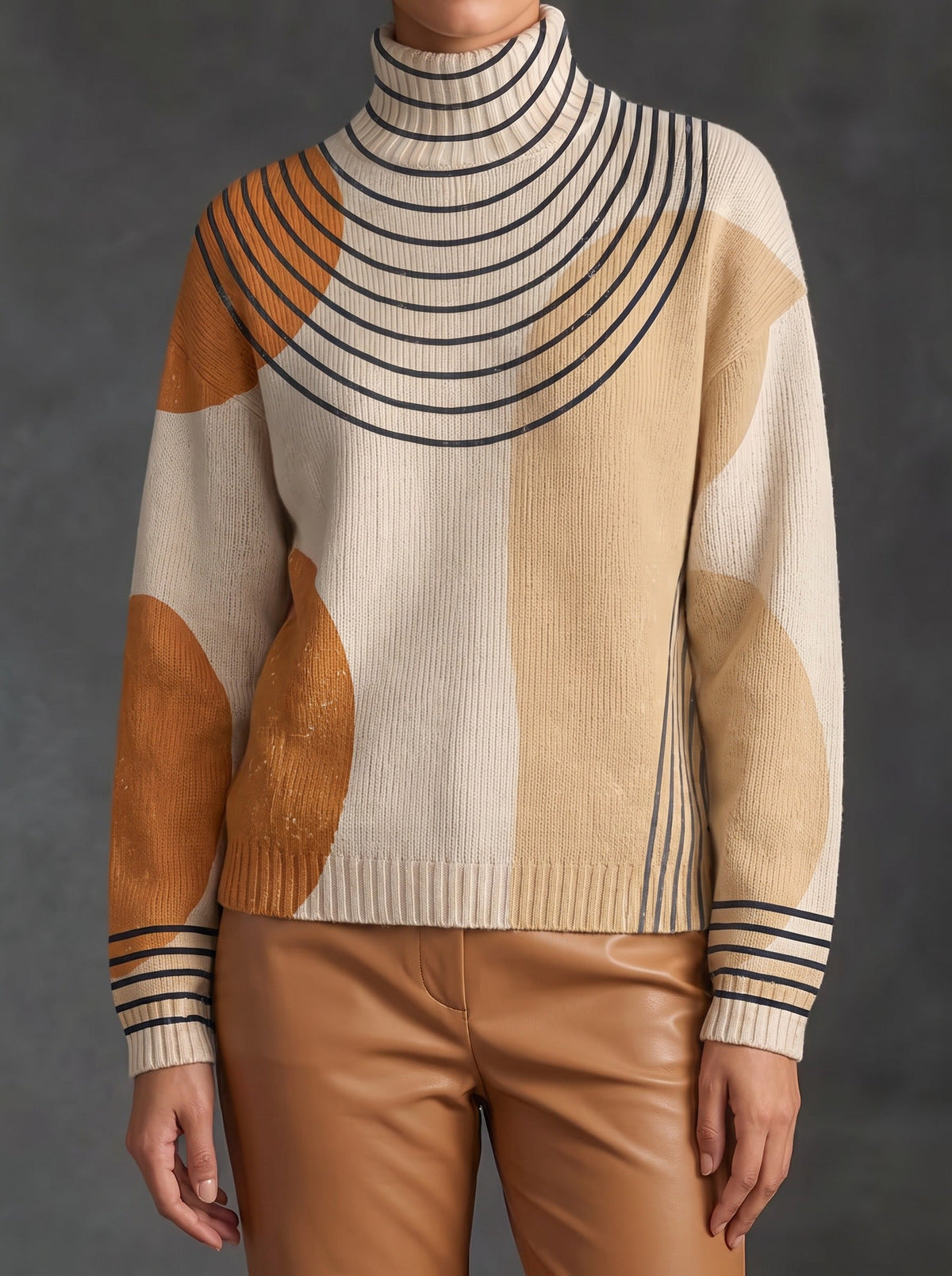 Leona | Color-Block Arc Turtleneck