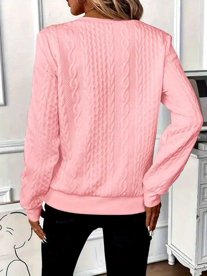 Angela™ | Elegant Textured Zip Front Knit Sweater