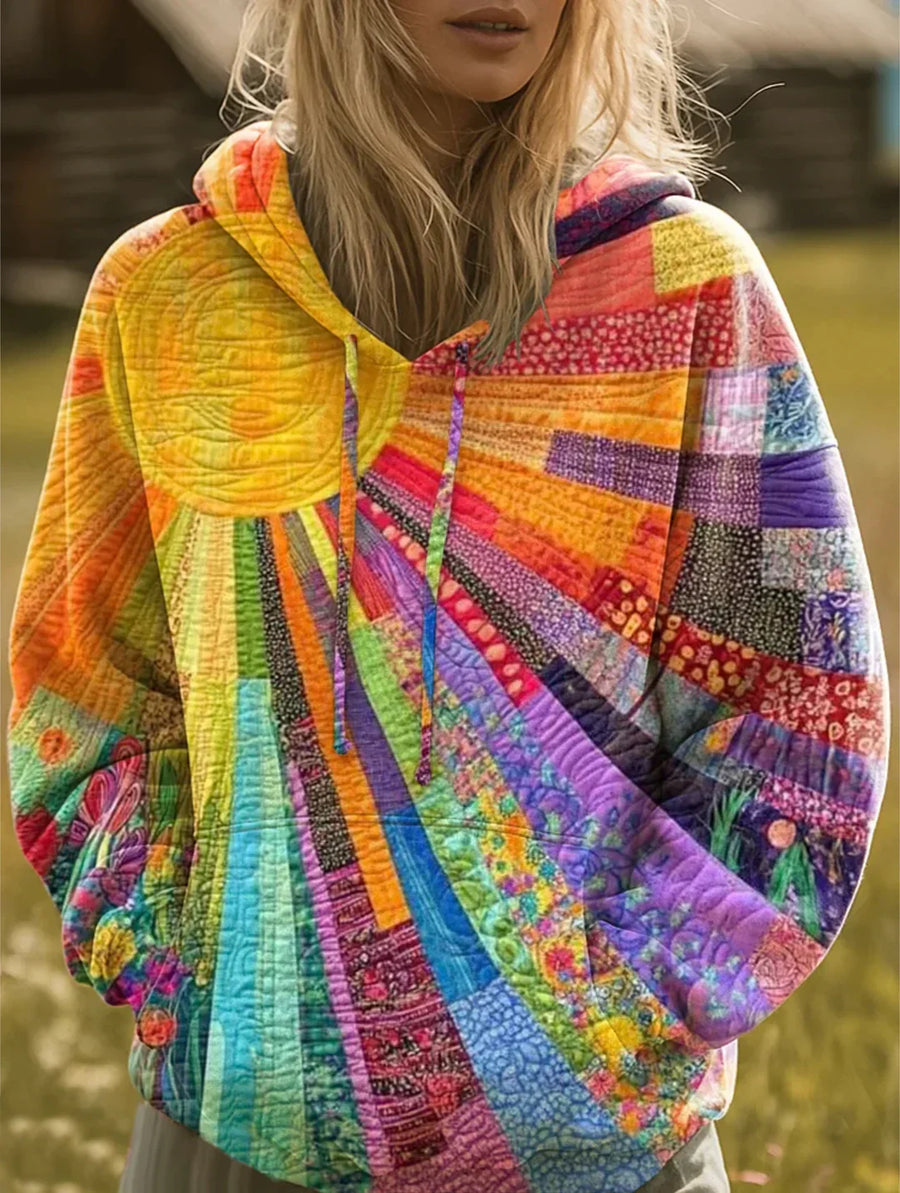 Ava™ | Bohemian Multicolor Patchwork Hoodie