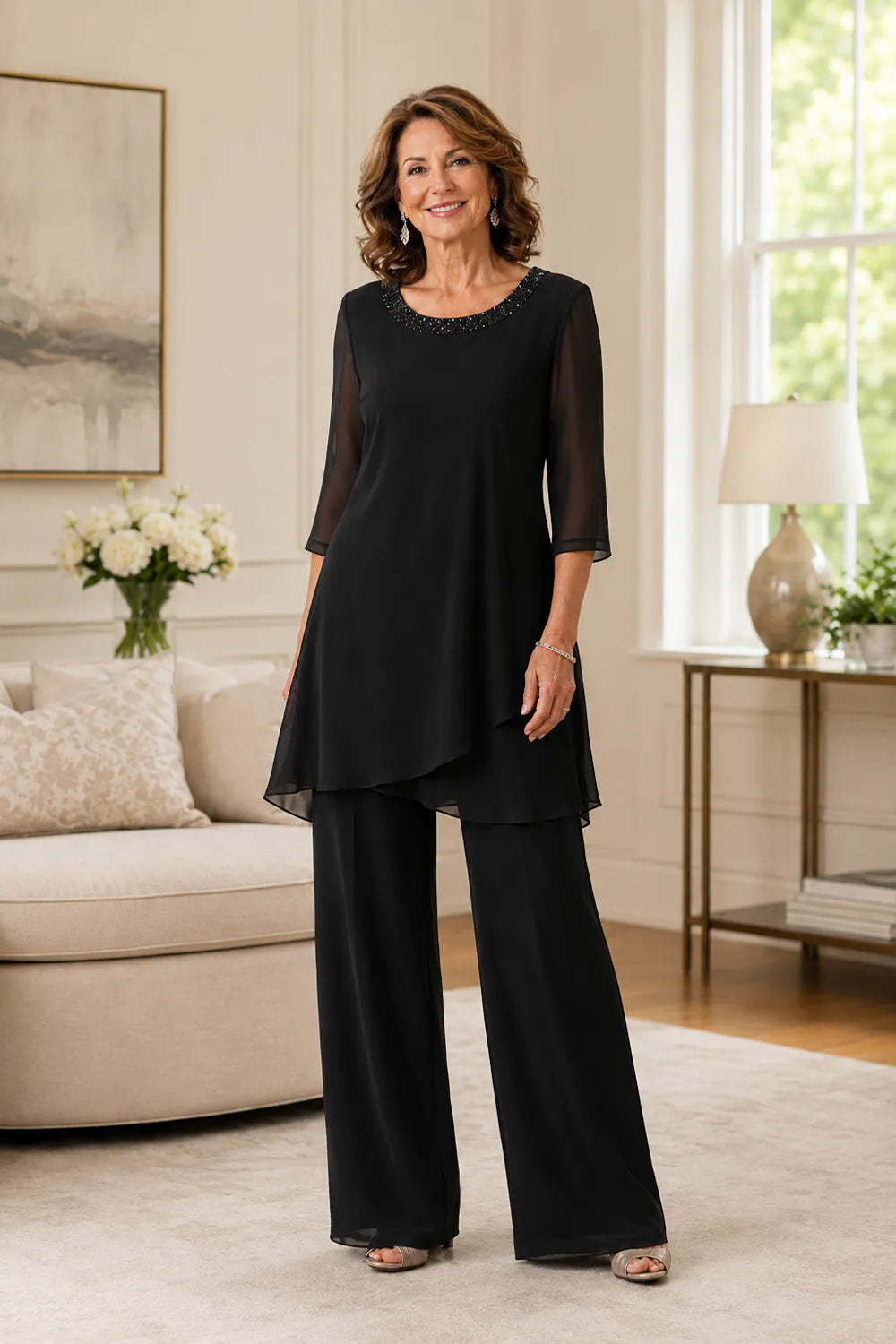 Marcella Asymmetric Tunic Formal Pant Set