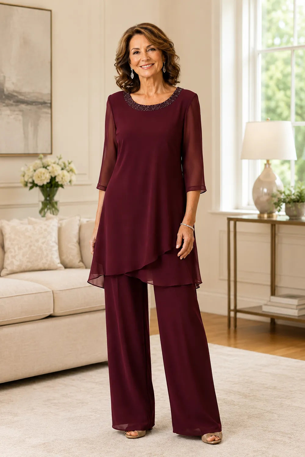 Marcella Asymmetric Tunic Formal Pant Set