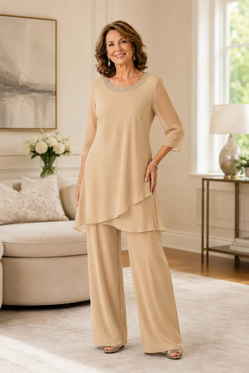Marcella Asymmetric Tunic Formal Pant Set