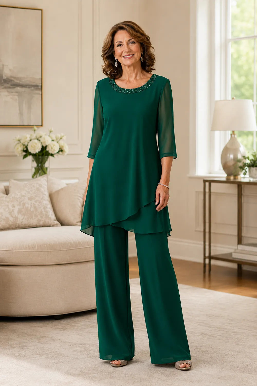 Marcella Asymmetric Tunic Formal Pant Set