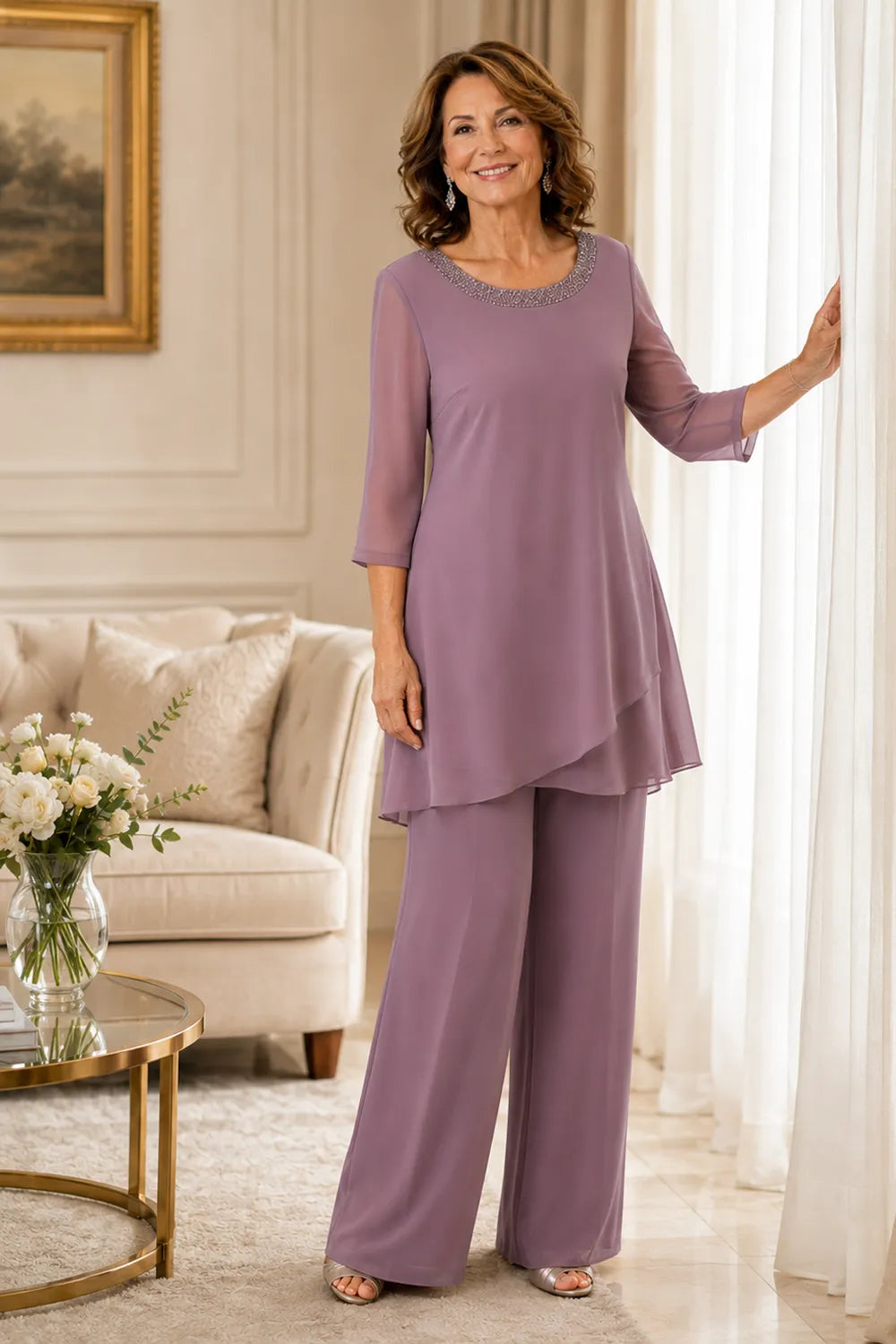 Marcella Asymmetric Tunic Formal Pant Set