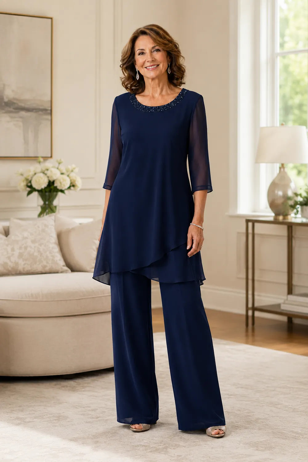 Marcella Asymmetric Tunic Formal Pant Set