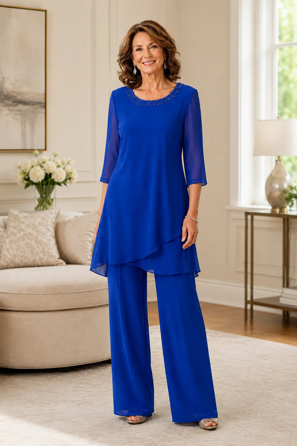 Marcella Asymmetric Tunic Formal Pant Set
