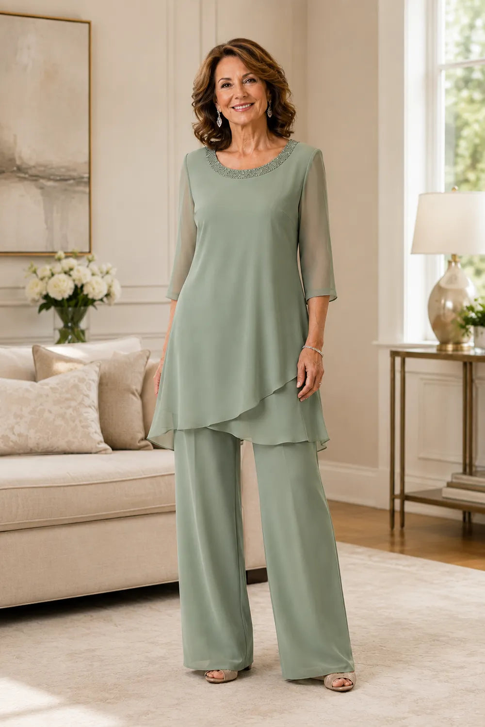 Marcella Asymmetric Tunic Formal Pant Set
