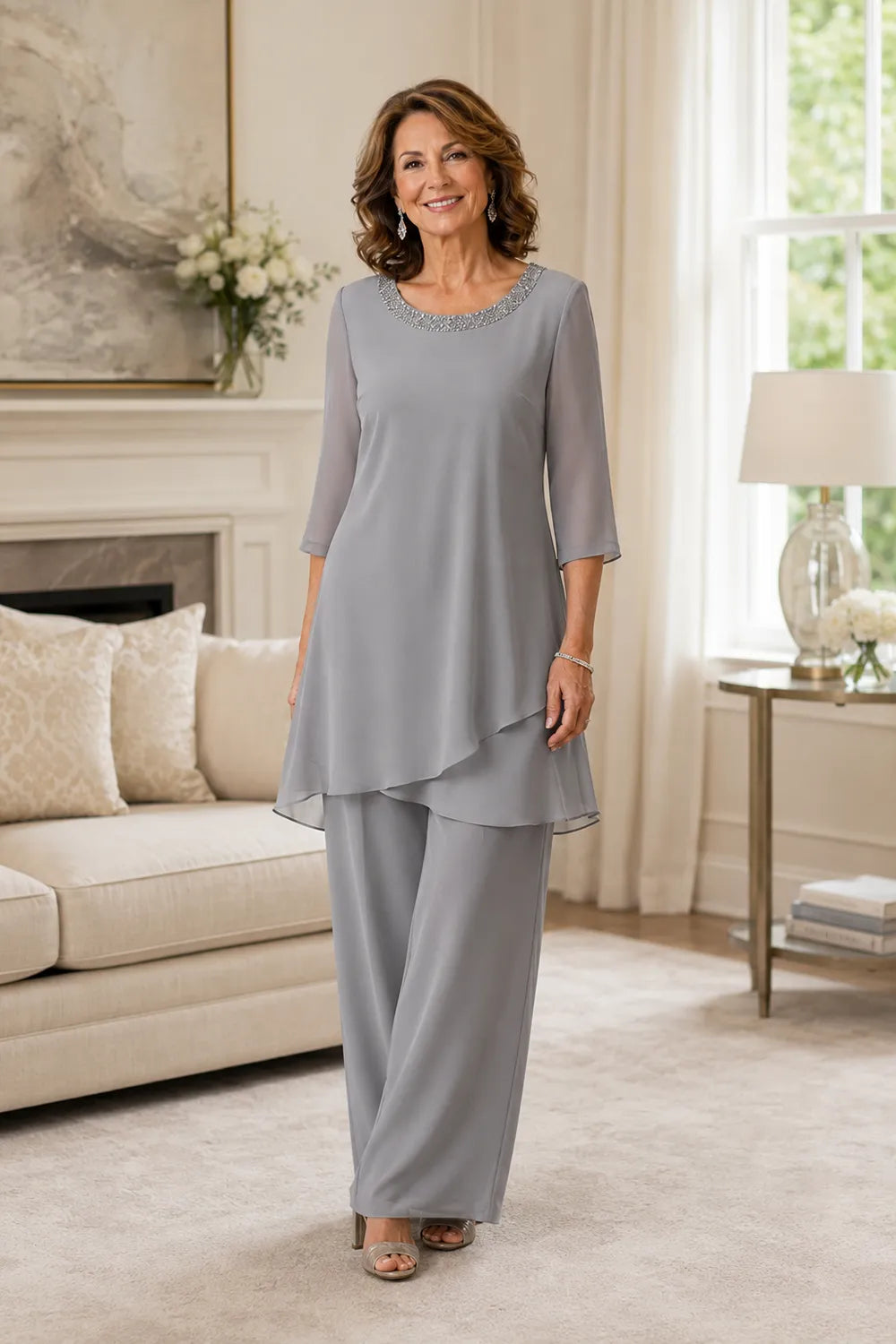 Marcella Asymmetric Tunic Formal Pant Set