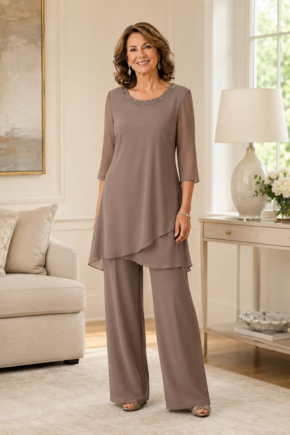 Marcella Asymmetric Tunic Formal Pant Set