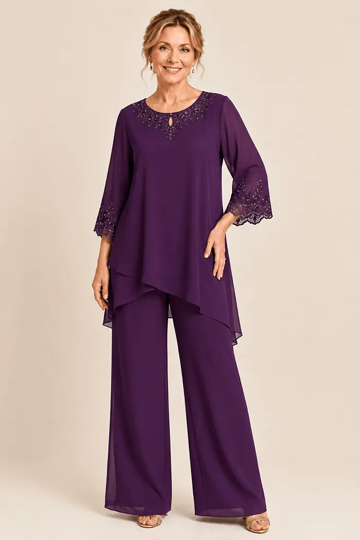 Graceful Embroidered Two Piece Formal Pant Set