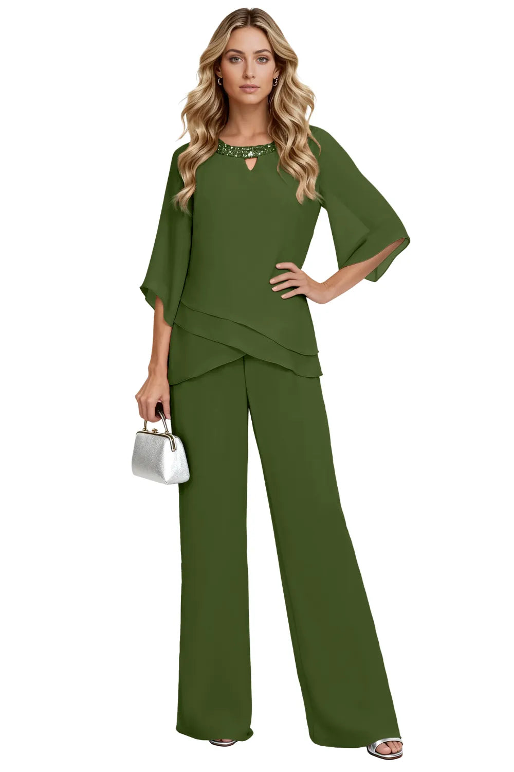 Emilia™ | Elegant Layered Wide Leg Pantsuit