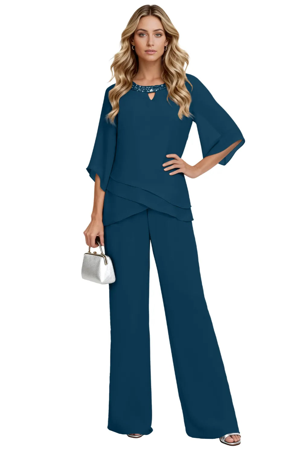 Emilia™ | Elegant Layered Wide Leg Pantsuit