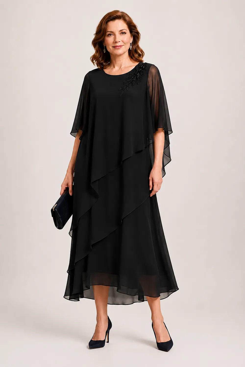 Vivienne Draped Layer Formal Occasion Dress