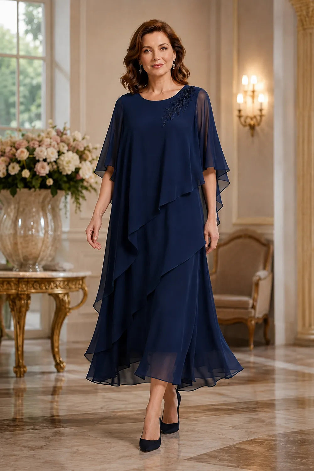 Vivienne Draped Layer Formal Occasion Dress