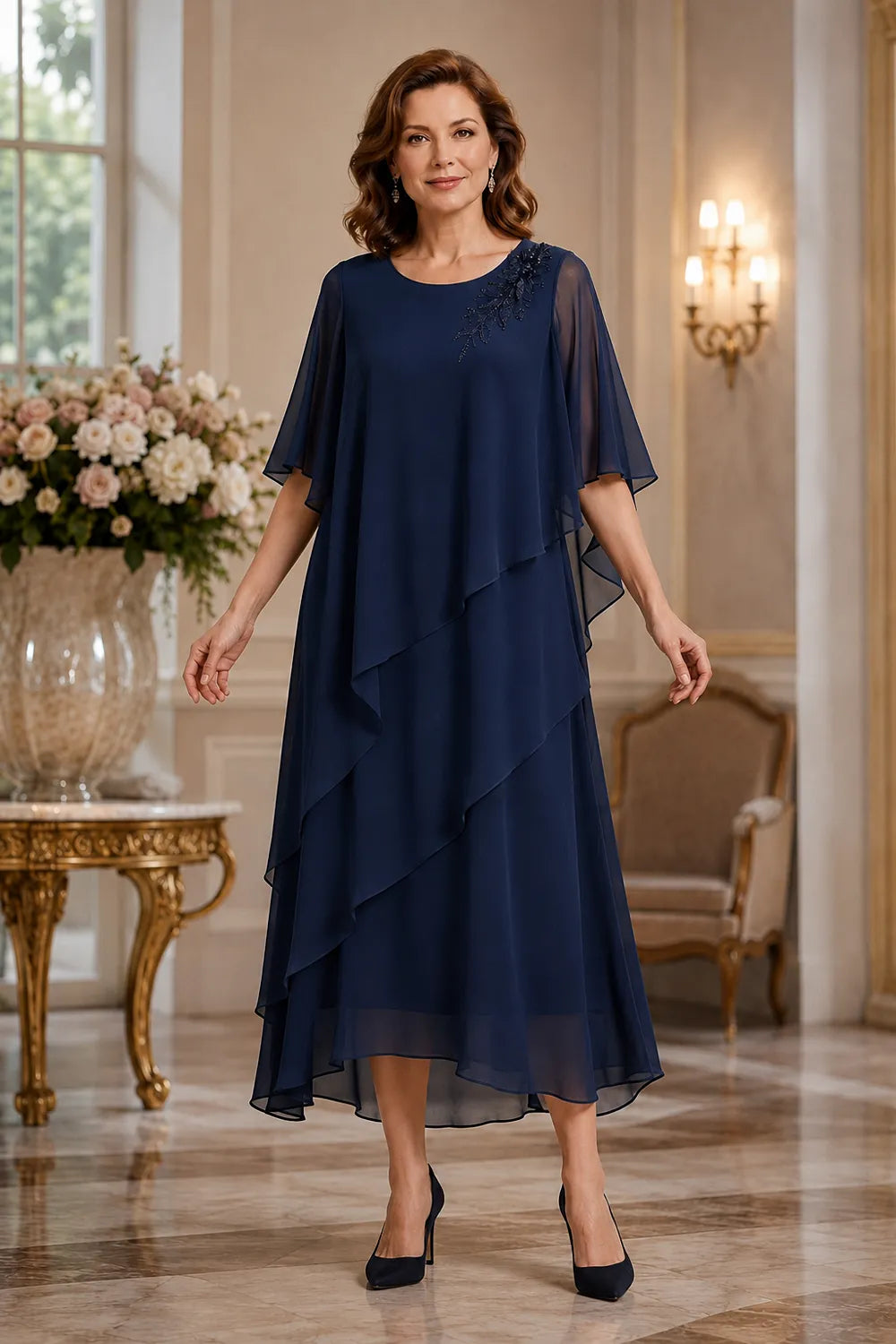Vivienne Draped Layer Formal Occasion Dress