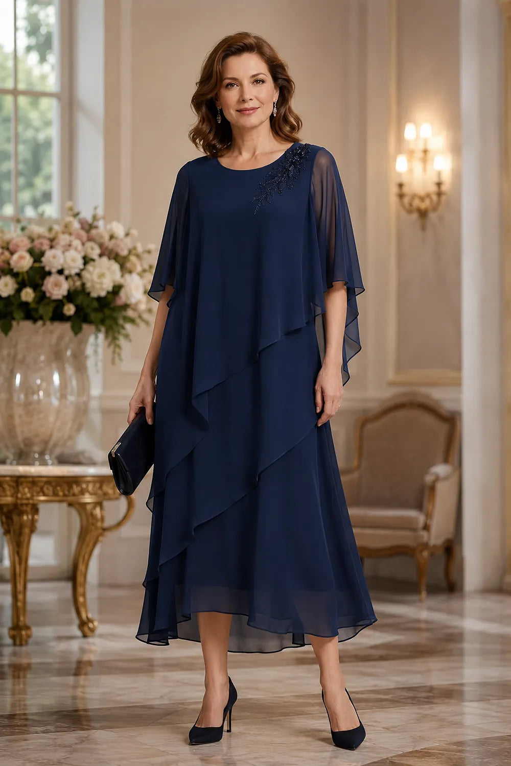 Vivienne Draped Layer Formal Occasion Dress