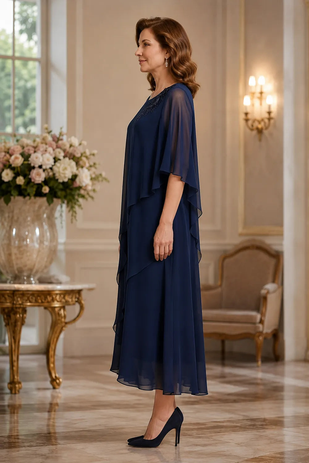 Vivienne Draped Layer Formal Occasion Dress