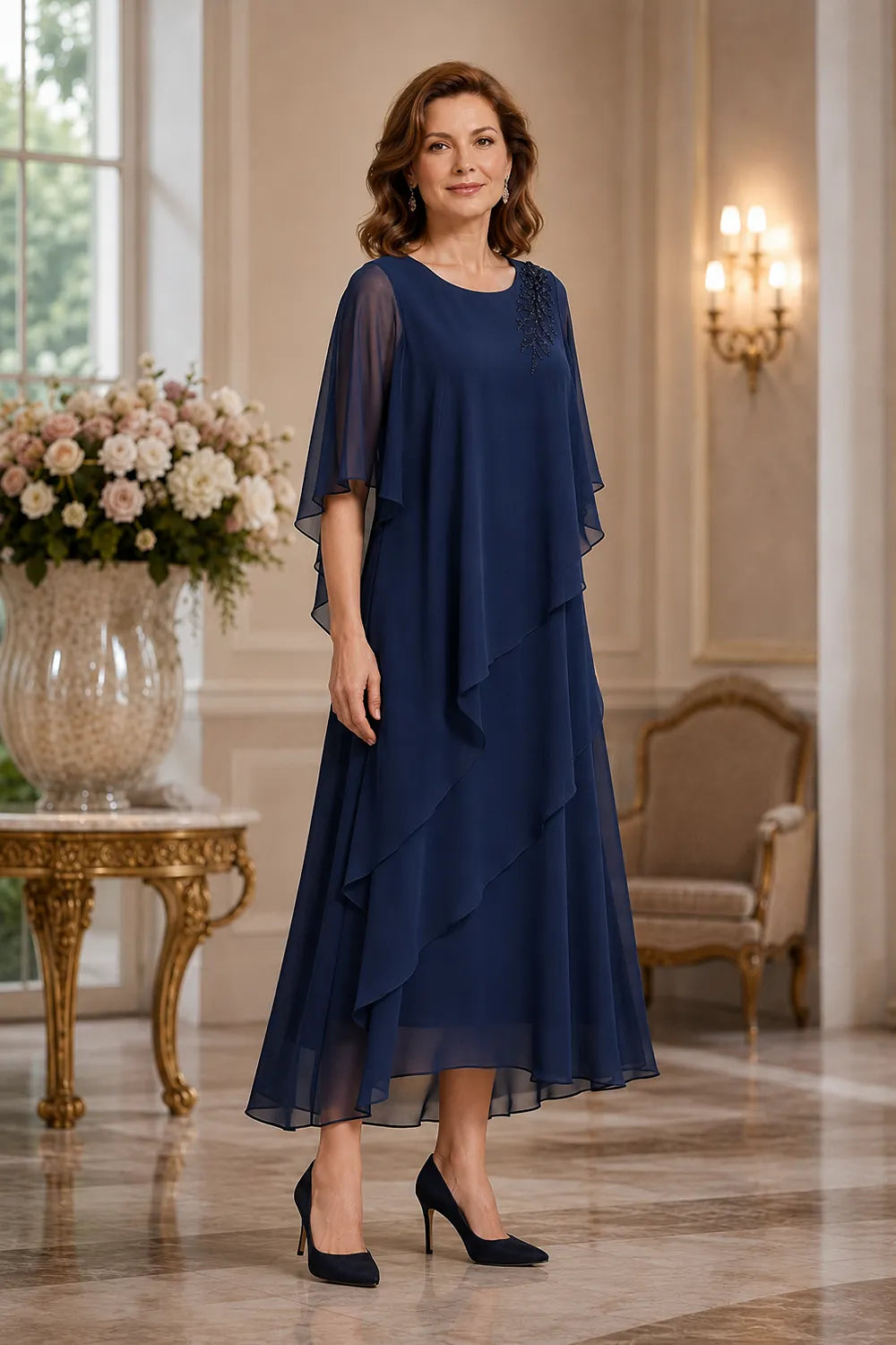 Vivienne Draped Layer Formal Occasion Dress