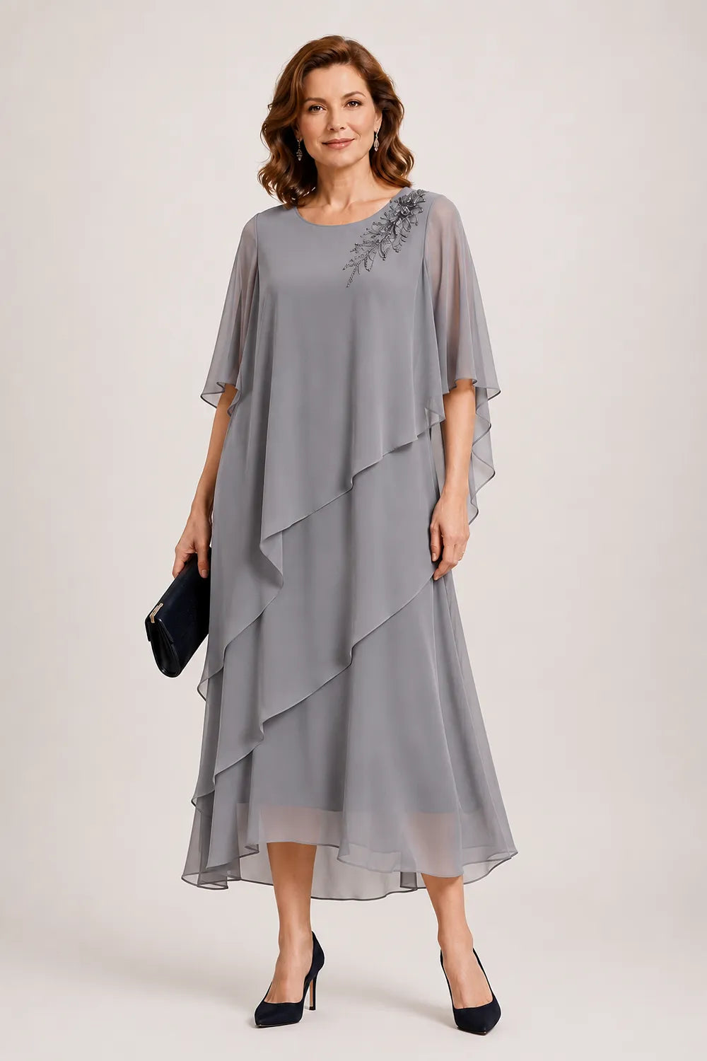 Vivienne Draped Layer Formal Occasion Dress